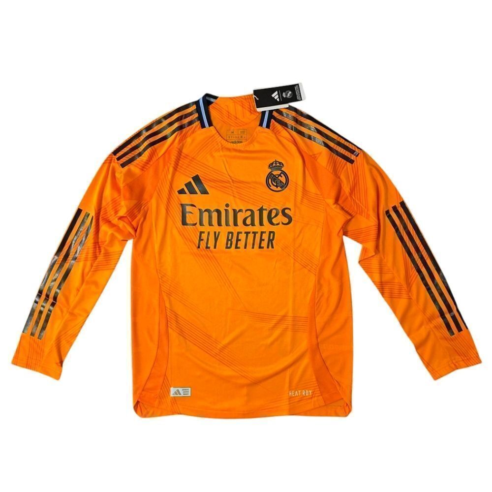 adidas 24-25 Real Madrid Long-Sleeve Away Authentic Jersey Orange Black M IT5194